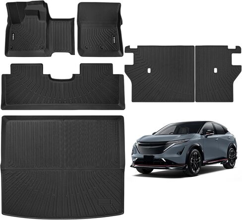 سجادات أرضية Naibeve لعام 2023 2024 2025 Nissan Ariya لـ Nissan Ariya Cargo Mat Trunk Mat مع مسند الظهر وغطاء المقعد الخلفي ملحقات حامية (حصيرة صندوق السيارة تناسب المستوى العلوي فقط) in Kuwait