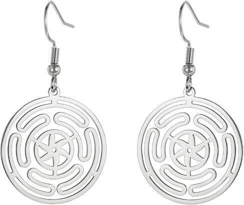TEAMER Hekate Wheel Dangle Earrings Stainless Steel Hecate's Wheel Earrings Wicca Wheel of Hekate Goddess Amulet Jewelry for Women in Saudi Arabia