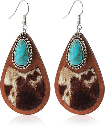 Bohemian Wood Teardrop Earrings for Women Acrylic Colorful Teardrop Dangle Earrings Handmade Natural Wooden Earrings Boho Geometric Flower Leaf Cross Earrings Statement Lightweight Ethnic Earrings Vintage Retro Jewelry in Kuwait
