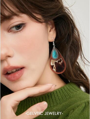 Bohemian Wood Teardrop Earrings for Women Acrylic Colorful Teardrop Dangle Earrings Handmade Natural Wooden Earrings Boho Geometric Flower Leaf Cross Earrings Statement Lightweight Ethnic Earrings Vintage Retro Jewelry in Kuwait