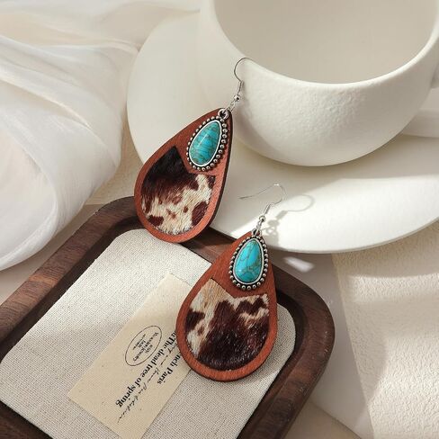 Bohemian Wood Teardrop Earrings for Women Acrylic Colorful Teardrop Dangle Earrings Handmade Natural Wooden Earrings Boho Geometric Flower Leaf Cross Earrings Statement Lightweight Ethnic Earrings Vintage Retro Jewelry in Kuwait