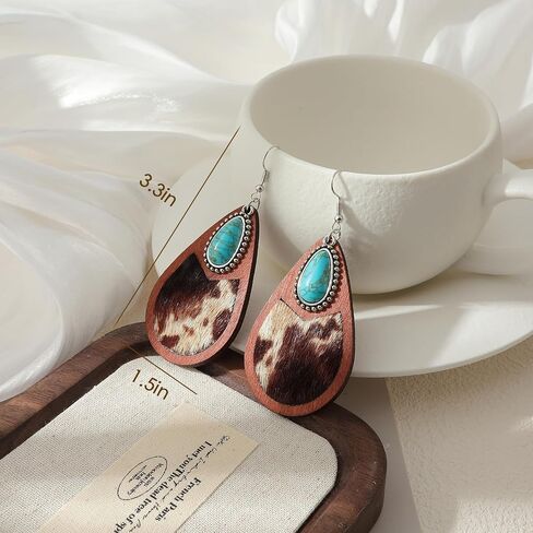 Bohemian Wood Teardrop Earrings for Women Acrylic Colorful Teardrop Dangle Earrings Handmade Natural Wooden Earrings Boho Geometric Flower Leaf Cross Earrings Statement Lightweight Ethnic Earrings Vintage Retro Jewelry in Kuwait