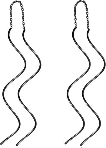 Spiral Threader Dangle Earrings for Women in 5 Colors - Silver Black Gold Rainbow Rosegold - Chic & Lightweight Drop Prom Earrings in Saudi Arabia
