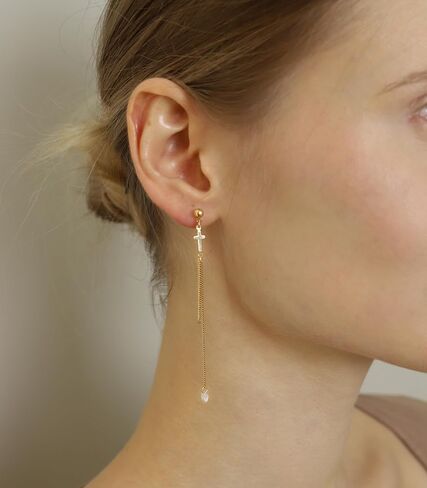 OZEL - Gold Chain Earrings for Women, 14K Gold Plated Drop Dangle Earrings, Long Threader Earrings for Birthday Gift in Kuwait
