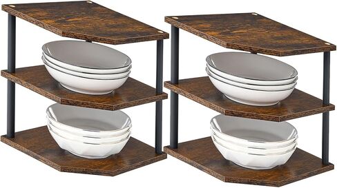 Wooden 3-Tier Corner Shelf, Kitchen Countertop Organizer Counter Small Storage for Desktop Living Room Bedroom Bathroom Small Space in Saudi Arabia