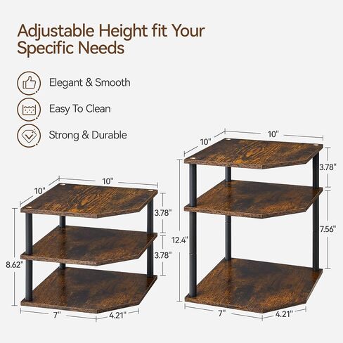 Wooden 3-Tier Corner Shelf, Kitchen Countertop Organizer Counter Small Storage for Desktop Living Room Bedroom Bathroom Small Space in Saudi Arabia
