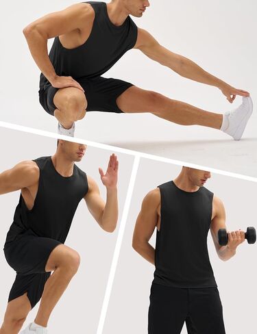 MAGCOMSEN Men's Workout Tank Tops Quick Dry Lightweight Sleeveless Shirts Gym Bodybuilding Muscle Tee Shirt in Kuwait