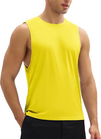 MAGCOMSEN Men's Workout Tank Tops Quick Dry Lightweight Sleeveless Shirts Gym Bodybuilding Muscle Tee Shirt in Kuwait