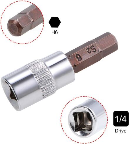 uxcell 5pcs 1/4" Drive x H7 (7mm) Hex Bit Socket, S2 Steel Bits CR-V Sockets 38mm Length Use with Ratchet Wrench, Slide Bar, Extension Rod in Kuwait