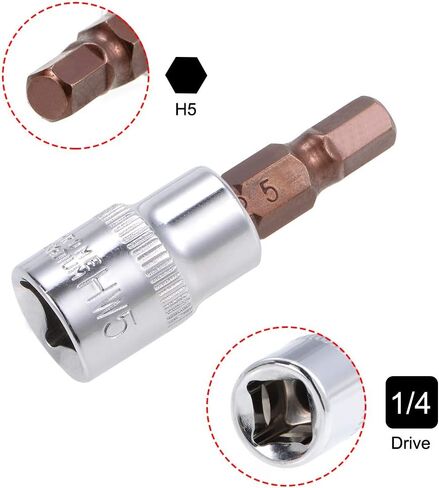 uxcell 5pcs 1/4" Drive x H7 (7mm) Hex Bit Socket, S2 Steel Bits CR-V Sockets 38mm Length Use with Ratchet Wrench, Slide Bar, Extension Rod in Kuwait
