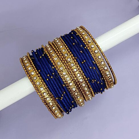 Efulgenz Indian Bangles for Women Fashion Jewelry Indian Bollywood Gold Plated Crystal Beaded Silk Thread Bracelet Bangle Set in Saudi Arabia