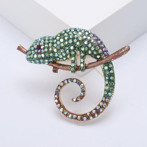 Chameleon Brooch Pins for Women, Lizard Brooch Pin, Cute Chameleon Animal Brooch Lapel Pin, Bohemian Chameleon Brooches Pins for Women Hat Bag Suit Dress Accessories in Kuwait