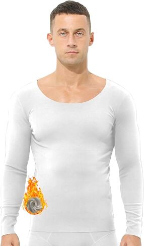 Ouruikia Men's Thermal Underwear Tops Fleece Lined Thermal Shirts Undershirt Crew Top Base Layer Shirt in Kuwait