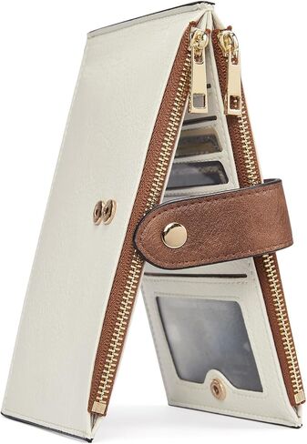 CLUCI Women's Wallet Leather Slim Wallet for Women RFID Blocking with Multi Credit Card Holder Zipper Pocket in Saudi Arabia