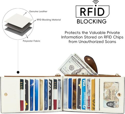 CLUCI Women's Wallet Leather Slim Wallet for Women RFID Blocking with Multi Credit Card Holder Zipper Pocket in Saudi Arabia