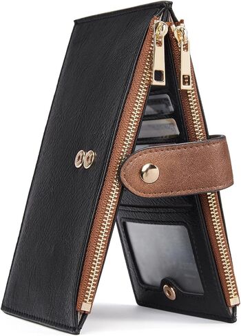 CLUCI Women's Wallet Leather Slim Wallet for Women RFID Blocking with Multi Credit Card Holder Zipper Pocket in Saudi Arabia