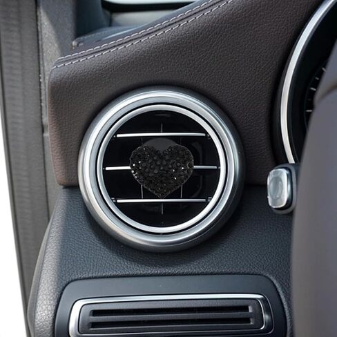 قطعتان من مشابك فتحة التهوية للسيارة، ملحقات السيارة اللامعة، معطر هواء السيارة، معطر هواء السيارة للسيدات، سحر مشبك فتحة تهوية السيارة، معطرات السيارة للنساء، إكسسوارات السيارة من حجر الراين للفتيات (أسود) in Kuwait