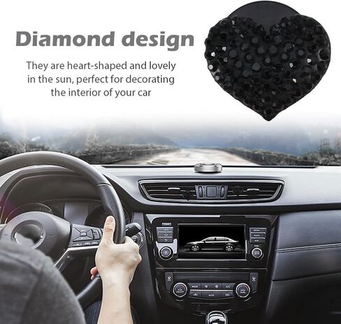 قطعتان من مشابك فتحة التهوية للسيارة، ملحقات السيارة اللامعة، معطر هواء السيارة، معطر هواء السيارة للسيدات، سحر مشبك فتحة تهوية السيارة، معطرات السيارة للنساء، إكسسوارات السيارة من حجر الراين للفتيات (أسود) in Kuwait