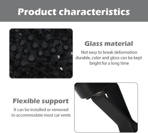 قطعتان من مشابك فتحة التهوية للسيارة، ملحقات السيارة اللامعة، معطر هواء السيارة، معطر هواء السيارة للسيدات، سحر مشبك فتحة تهوية السيارة، معطرات السيارة للنساء، إكسسوارات السيارة من حجر الراين للفتيات (أسود) in Kuwait