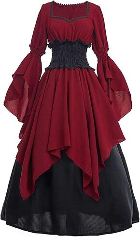 Women Victorian Retro Costume Renaissance Dress Medieval Gothic Dress Witch Outfits Wedding Dress Halloween Costume in Kuwait
