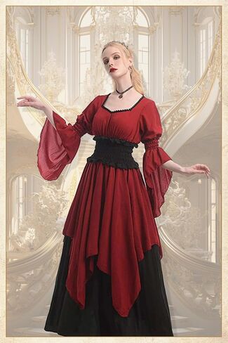 Women Victorian Retro Costume Renaissance Dress Medieval Gothic Dress Witch Outfits Wedding Dress Halloween Costume in Kuwait