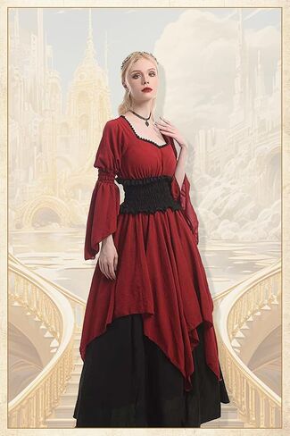 Women Victorian Retro Costume Renaissance Dress Medieval Gothic Dress Witch Outfits Wedding Dress Halloween Costume in Kuwait