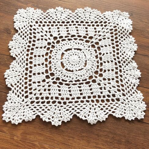 Pack of 4PCS White 7 Inch Square Handmade Crochet Lace Placemats Coasters in Saudi Arabia
