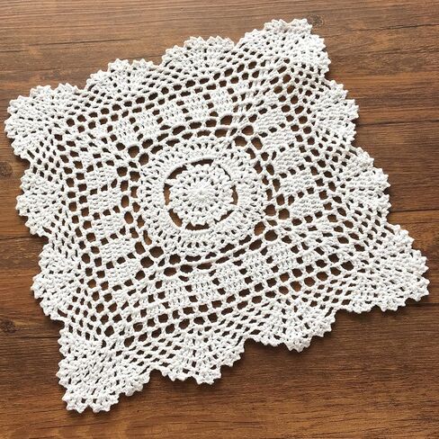 Pack of 4PCS White 7 Inch Square Handmade Crochet Lace Placemats Coasters in Saudi Arabia