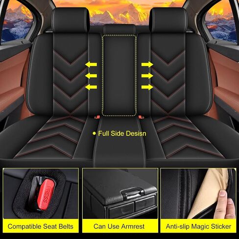 Car Seat Covers Fit for Nissan Murano 2011-2024 Full Set 5 Seats Leather Automotive Seat Covers Waterproof Seat Cushion Protector Compatible with Airbag(2 Rows 5 Seats,Black) in Saudi Arabia