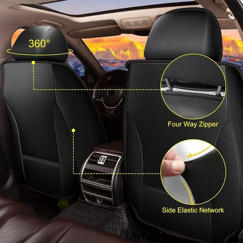 Car Seat Covers Fit for Nissan Murano 2011-2024 Full Set 5 Seats Leather Automotive Seat Covers Waterproof Seat Cushion Protector Compatible with Airbag(2 Rows 5 Seats,Black) in Saudi Arabia