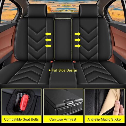 Car Seat Covers Fit for Nissan Murano 2011-2024 Full Set 5 Seats Leather Automotive Seat Covers Waterproof Seat Cushion Protector Compatible with Airbag(2 Rows 5 Seats,Black) in Saudi Arabia