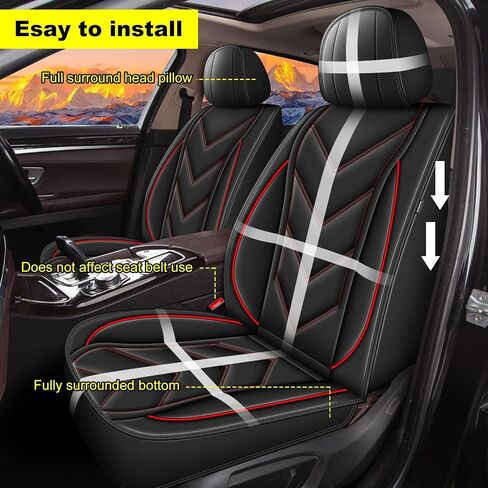 Car Seat Covers Fit for Nissan Murano 2011-2024 Full Set 5 Seats Leather Automotive Seat Covers Waterproof Seat Cushion Protector Compatible with Airbag(2 Rows 5 Seats,Black) in Saudi Arabia