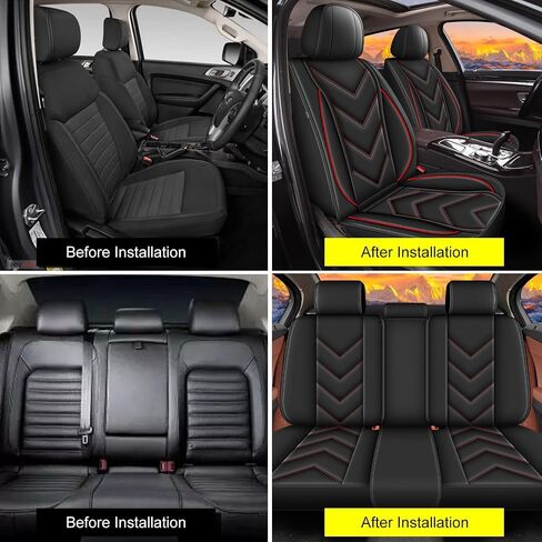 Car Seat Covers Fit for Nissan Murano 2011-2024 Full Set 5 Seats Leather Automotive Seat Covers Waterproof Seat Cushion Protector Compatible with Airbag(2 Rows 5 Seats,Black) in Saudi Arabia