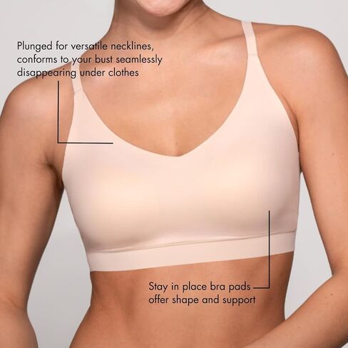 Floatley Cozy Adjustable Scoop Neck Plunge Convertible Bra Comfort Wirefree Seamless Bra with Embedded Pad for Women in Kuwait