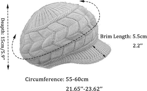 SYAYA Women Winter Hat Brim, Ladies Wooly Knitted Beanie Hats Warm Fleece Lined & Visor for Women Wool Knit Newsboy Cap WS-H1 in Saudi Arabia