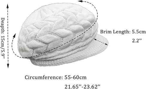 SYAYA Women Winter Hat Brim, Ladies Wooly Knitted Beanie Hats Warm Fleece Lined & Visor for Women Wool Knit Newsboy Cap WS-H1 in Saudi Arabia