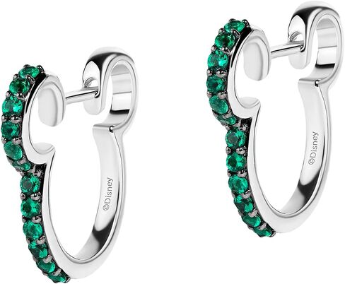 Jewelili Disney Jewels 925 Sterling Silver Birthstone or Gemstones Mickey Hoop Earrings in Saudi Arabia