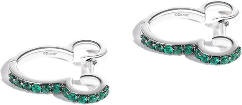 Jewelili Disney Jewels 925 Sterling Silver Birthstone or Gemstones Mickey Hoop Earrings in Saudi Arabia