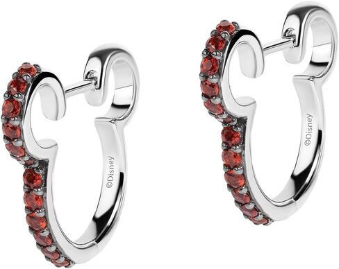 Jewelili Disney Jewels 925 Sterling Silver Birthstone or Gemstones Mickey Hoop Earrings in Saudi Arabia