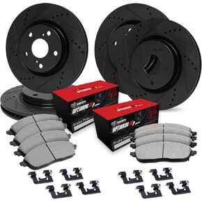 R1 Concepts Front Rear Brakes and Rotors Kit |Front Rear Brake Pads| Brake Rotors and Pads| Optimum OEp Brake Pads and Rotors| Hardware Kit WHUH2-76091