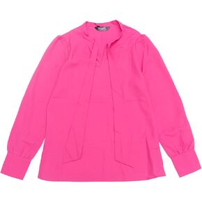Allegra K Women's Bow Tie Neck Elegant Top Long Sleeve Solid Work Office Blouse