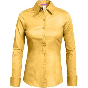 NE PEOPLE Womens Basic Solid Work Office Tailored Long Sleeve Button Down Daily Shirt (S-3XL)