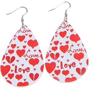 Valentine Earrings for Women,Leather Heart Dangle Earrings Pink Hear Dangle Drop Earrings Pink Teardrop Earrings Valentine's Day Wife Lovers Earrings Jewelry