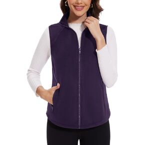 MAGCOMSEN Women's Fleece Vest with Zipper Pockets Zip Up Sleeveless Jackets Lightweight Soft Warm Polar Vest Outerwear