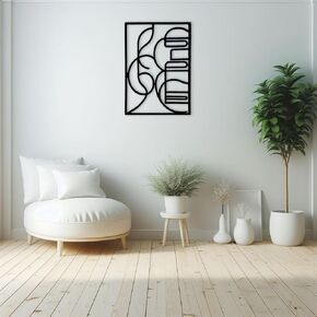 NKTDWO Abstract Metal Art Wall, Black Modern Wall Art Decro for Home, Geometric and Lines Design Study Hanging Wall Decoration for Bedroom Bathroom Living room
