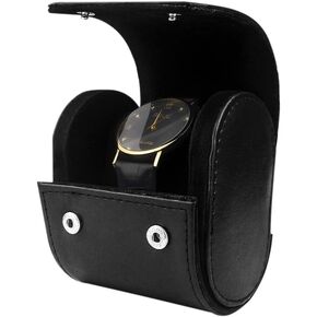 Single Watch Case Gift Box for Men Travel Cases Storage Women Boxes Leather Roll Organizer with Anti-move Pillow Portable Jewelry Valentines Day Gifts (Blue)