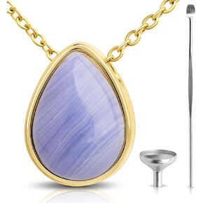 BOHO GARDEN Crystal Urn Necklace - Beautiful Cremation Jewelry For Ashes with Gem Stones - Remembrance Pendant Locket for Holding Human or Pet Cremains - Comes with Funnel, Spoon, Stick - 0.8"