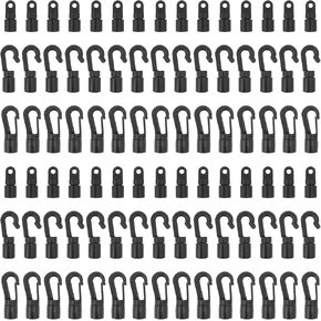90 Pcs Bungee Shock Cord End Snap Hooks for 1/4 inch to 5/16 inch Cord Rope, Plastic Shock Cord End Hooks S Open Hooks Terminal Ends for Kayaks