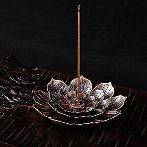Insence Hold for Sticks Incense Burner Brass Lotus Incense Stick Holder and Detachable Ash Catcher Home Aromatherapy 5 Incense Holes