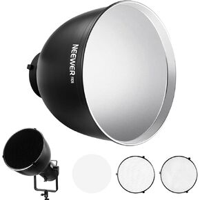 NEEWER 11.6"/29.5cm Deep Focus Reflector Bowens Mount with 15°/30° Honeycomb Grids & Soft Cloth, 45° Diffuser Lamp Shade Compatible with Godox NEEWER Studio Strobe Flash Light Speedlite, FR30